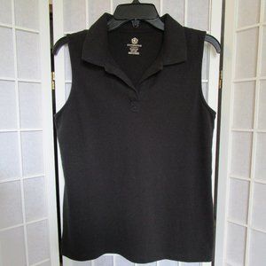 Black Sleeveless Polo Top
